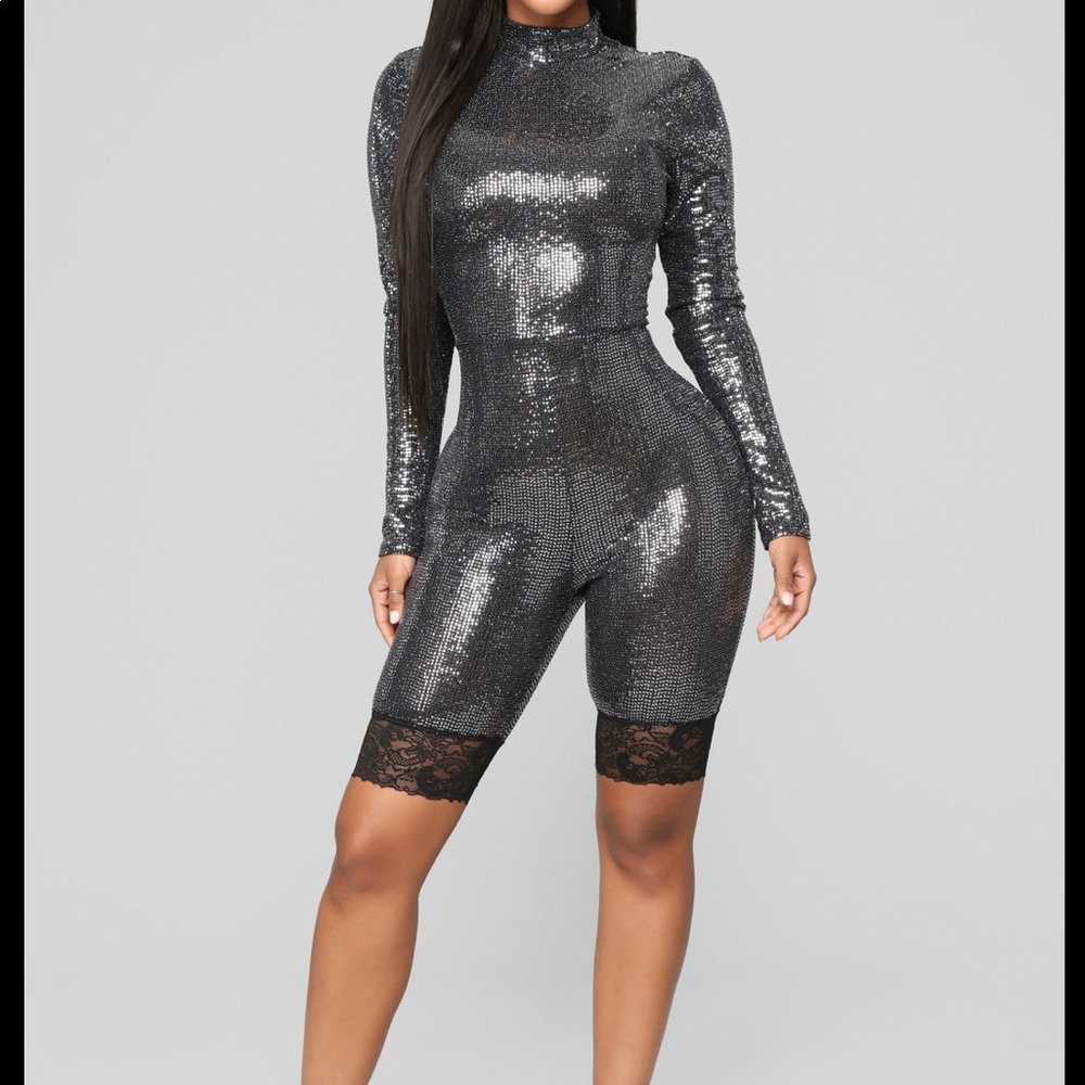 Metallic Jumpsuit-Black